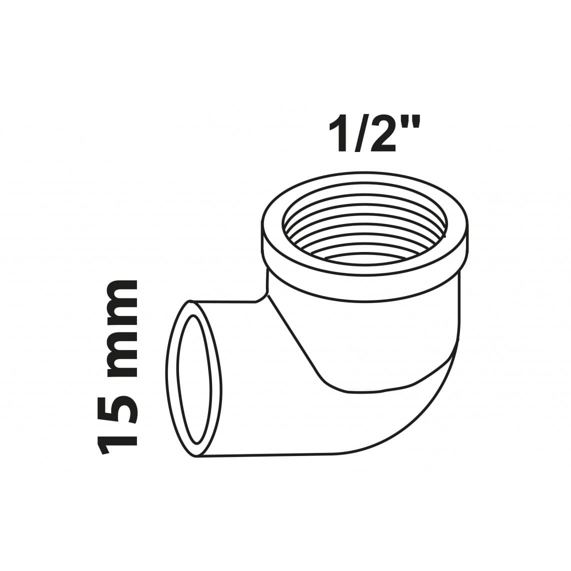 989231017 BR coude 90°, vierge, 15 mm x 1/2" F, 1 manchon (4090g)