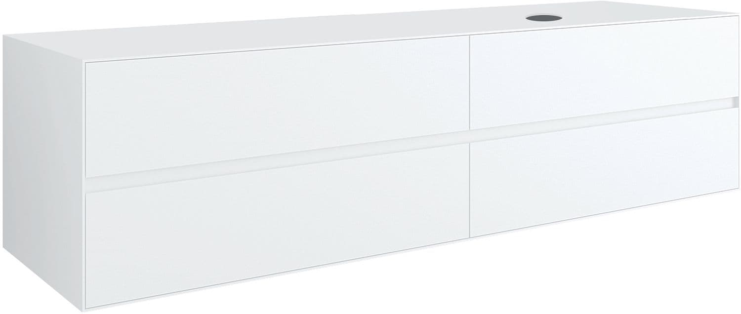 SOUS MEUBLE 4 TIROIRS+ TABLET POUR LAVABO A POSER DROITE TENSO 180CM SANS TROU ROBINET BLANC