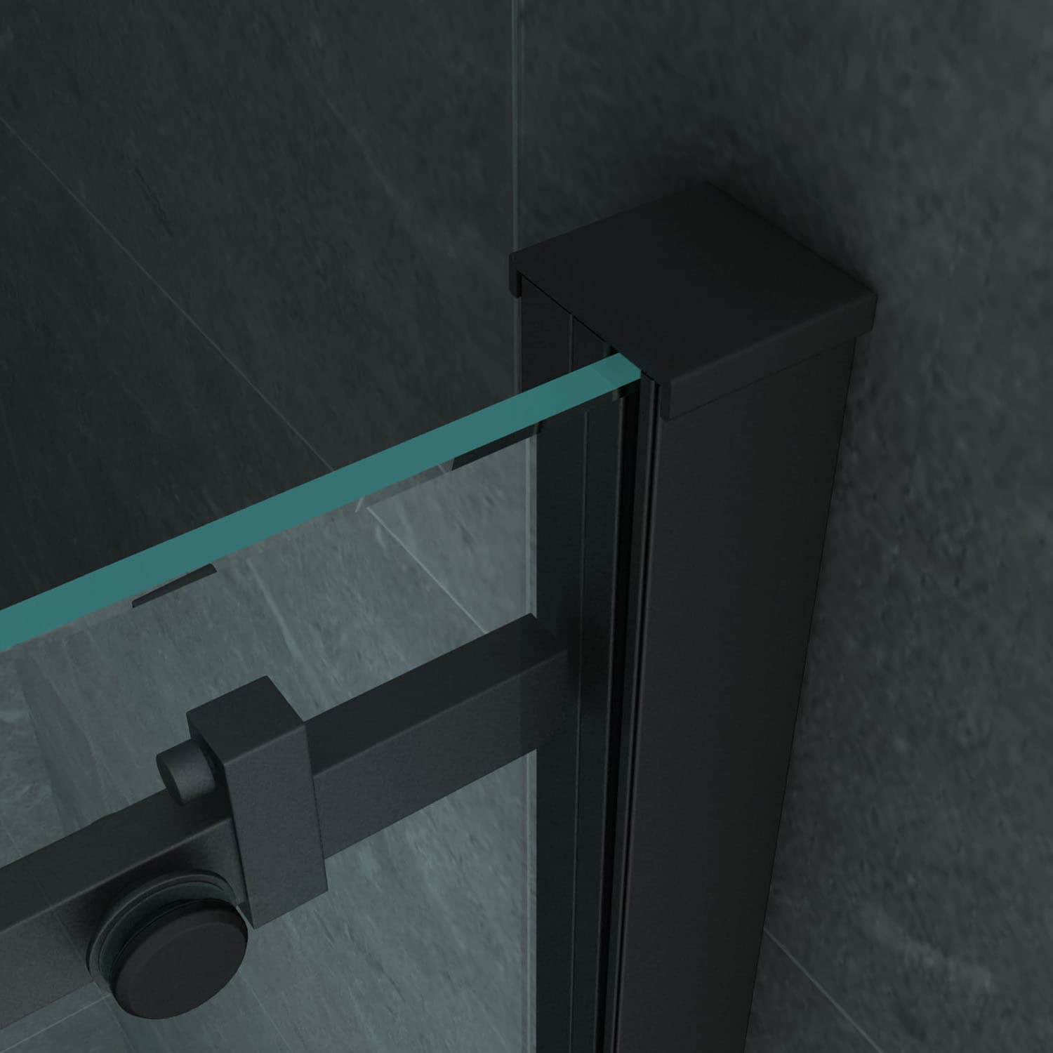 ALONI porte coulissante pour niche - 1200X2000MM - Noir mat-verre clair
