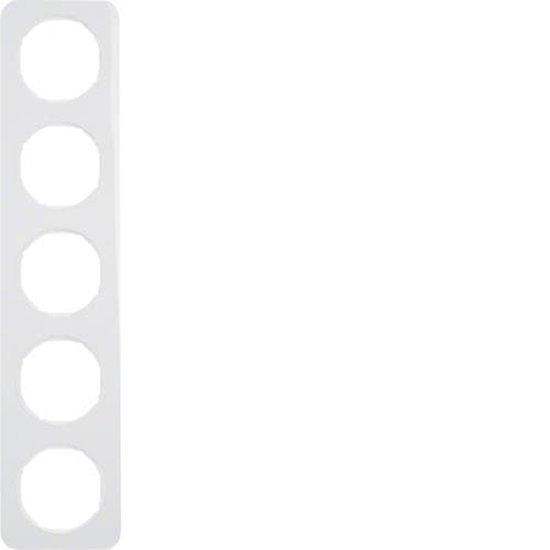 Plaque de recouvrement 5 postes Berker R.1 Blanc polaire, brillant