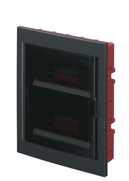 Coffret encastré Noir 24 (2 x 12) modules avec porte fumée IP40 320 x 388 x 80mm l x h x p