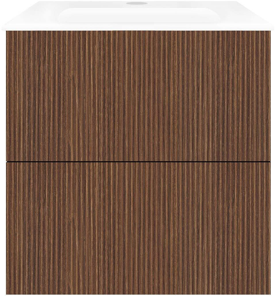 SOUS MEUBLE COFFEE 2 TIROIRS 60 NOYER SMARTLINE+LAVABO PORCELAINE BLANC