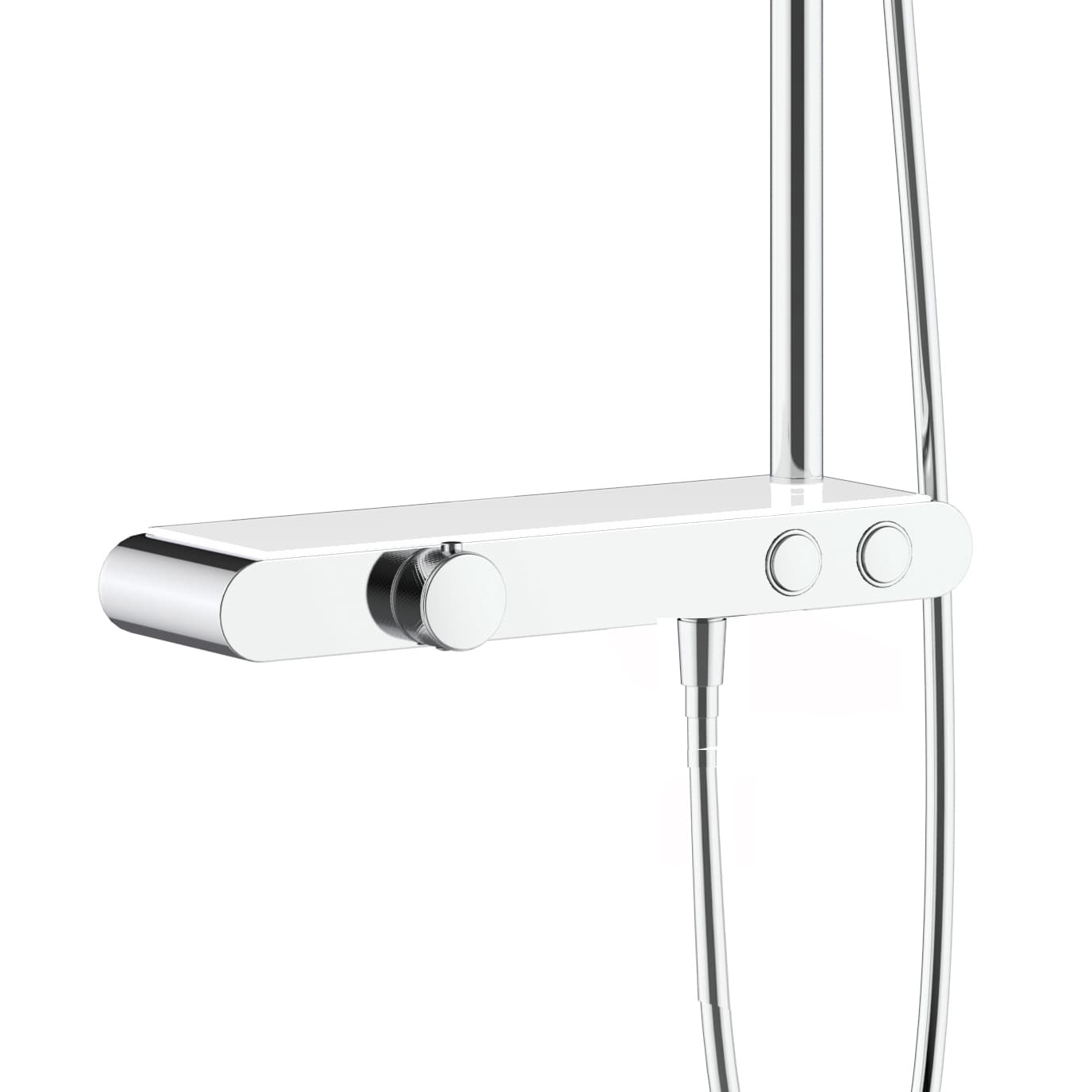 ALONI ROBINET DE DOUCHE THERMOSTATIQUE AVEC TABLETTE CHROME BLANC