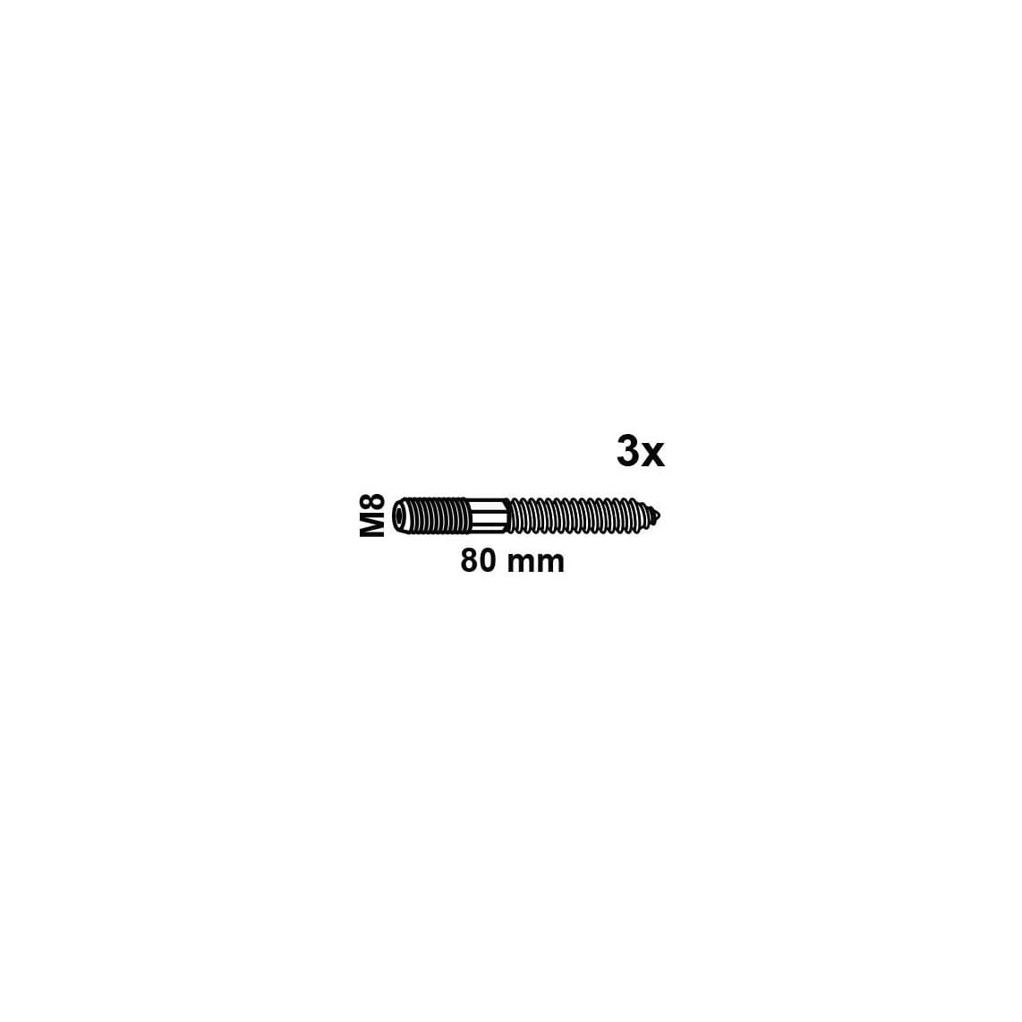 97333780 vis à double filetage, M8 x 80 mm (3x)