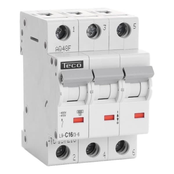 Disjoncteur 3 pôles 16A 6kA courbe C