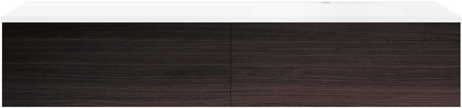 SOUS MEUBLE COFFEE 2 TIROIRS 160 CHENE DECOR MOKKA+LAVABO DROITE BLANC MAT