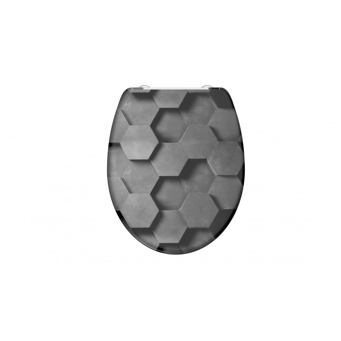 82392 abattant WC en Duroplast GREY HEXAGONS, avec frein de chute et déclipsable