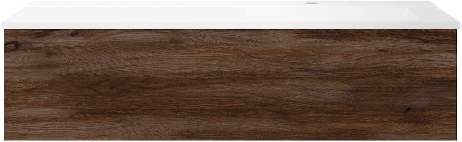 SOUS MEUBLE COFFEE 1 TIROIR 120 NOYER DECOR VELOURS+LAVABO DROITE BLANC MAT