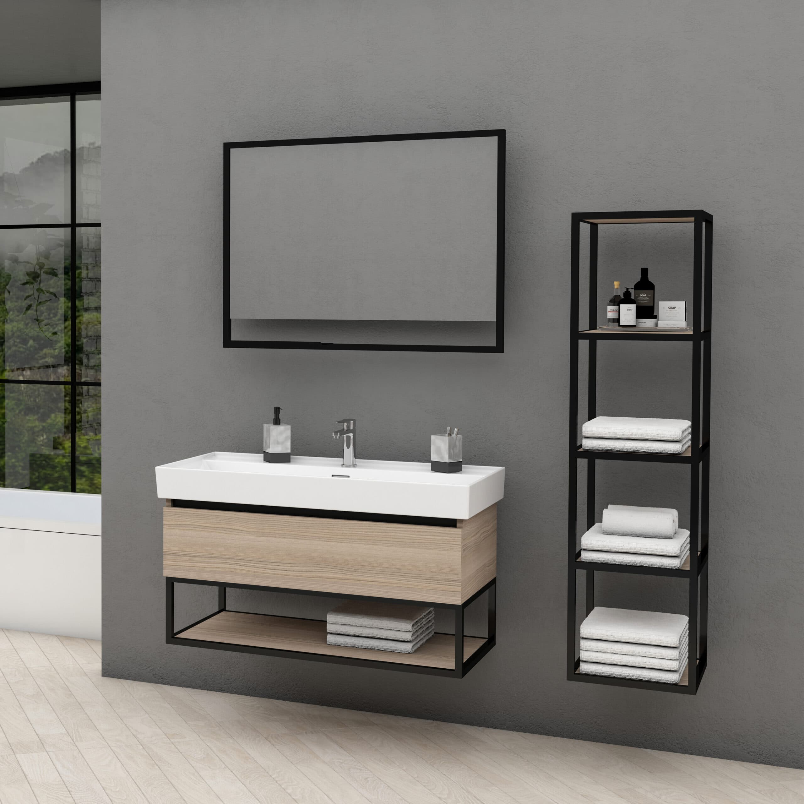 ALONI SHARP Under-Counter Vanity Unit (100CM) - Hazelnut