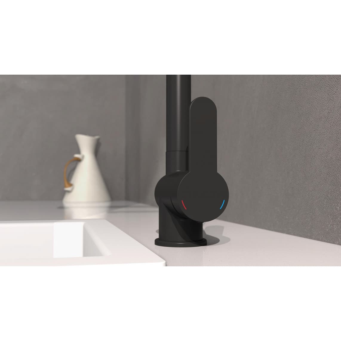 79760 LONDON Sink mixer, black matt, with pull-out spout