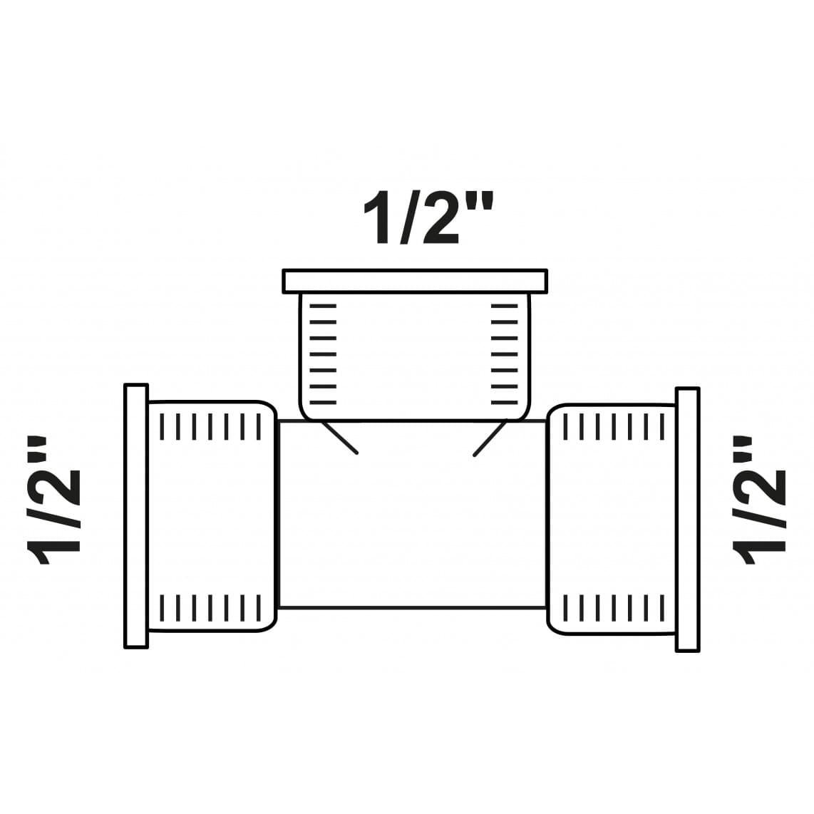 988957213 BR pièce en T, vierge, 1/2" F, (3130),