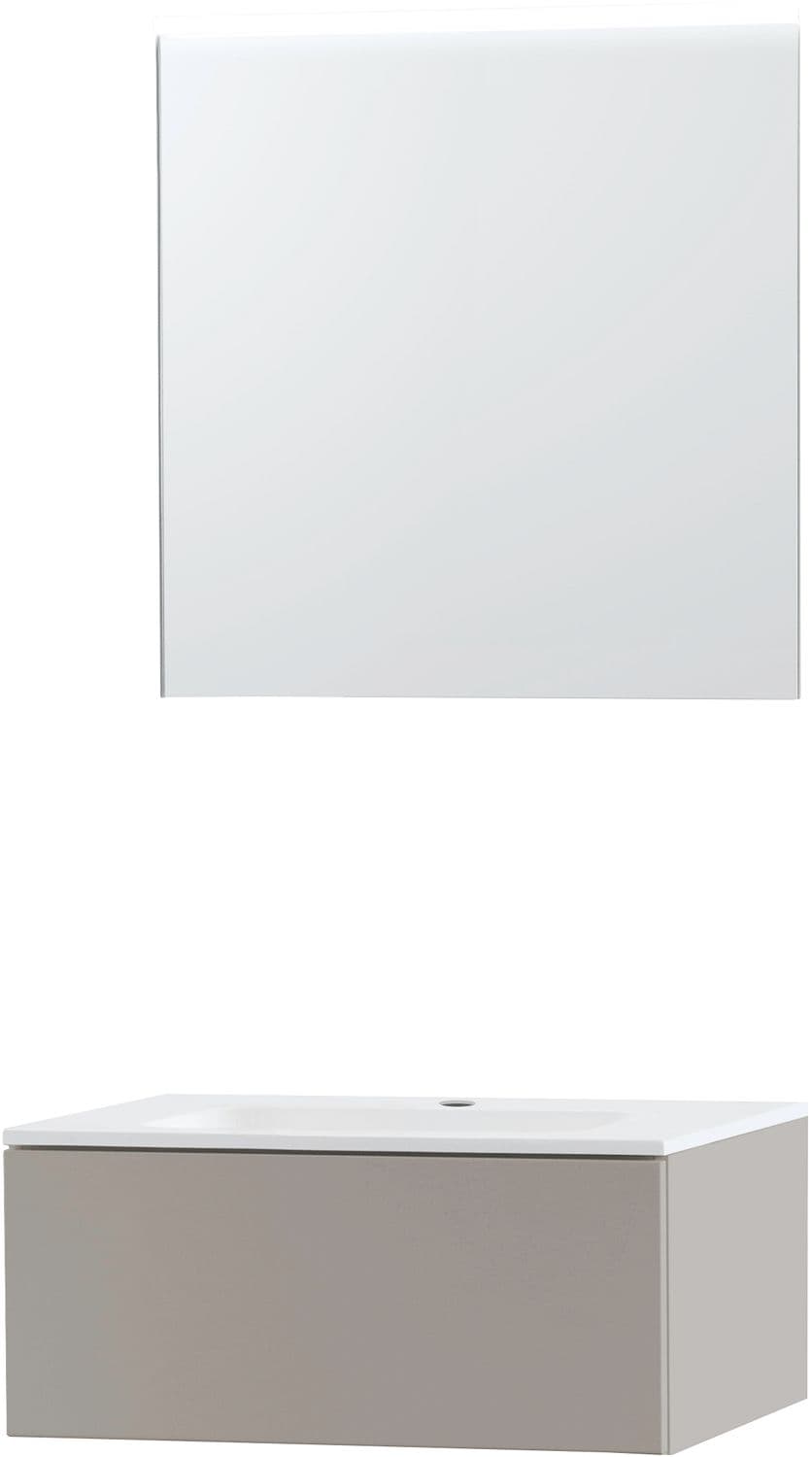 MEUBLE PURO SOLO GRIS 70 1 TIROIR MARBRE SYNTHETIQUE MIROIR