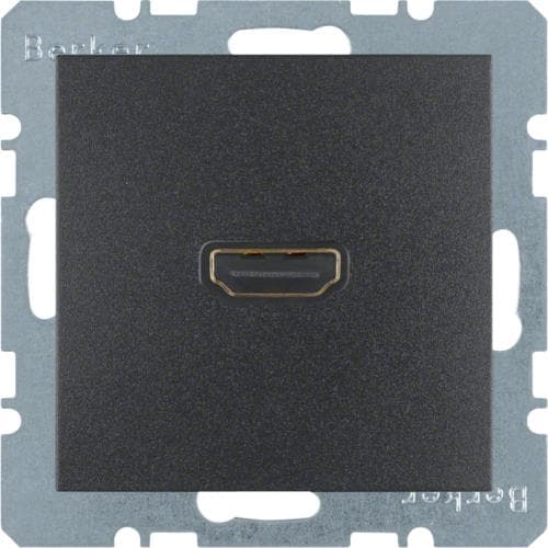 Prise Hdmi avec fiche de connexion 90° Berker S.1 / B.3 / B.7 Anthracite, mat