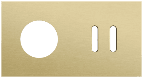 Plaque de recouvrement double, horizontale 71 mm d'entraxe, pour une fonction de prise de courant et une fonction de commutation double, Niko Rocker alu gold brushed