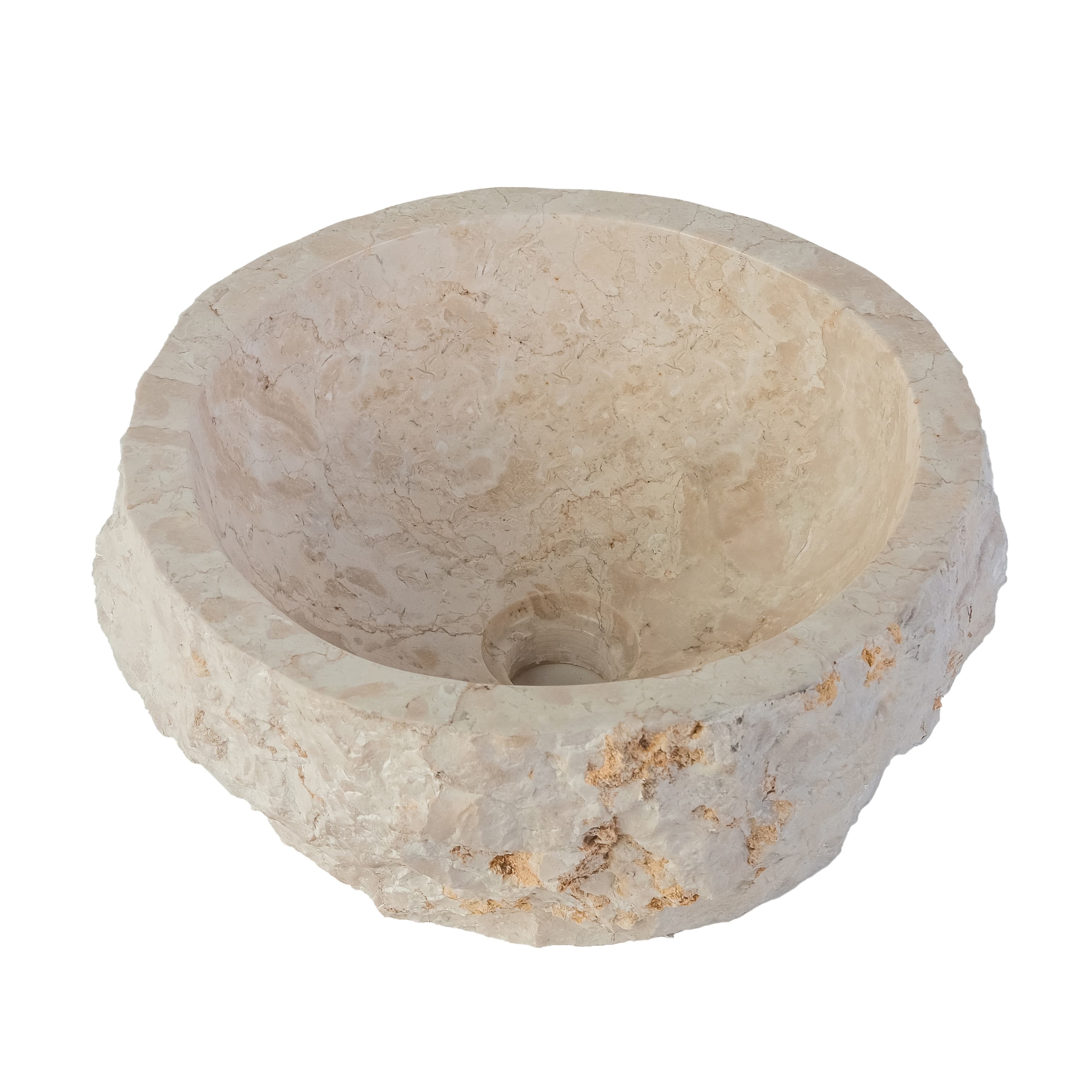 VASQUE EN MARBRE NATURELLE ÉRODÉ - CRÈME 30-35x15CM