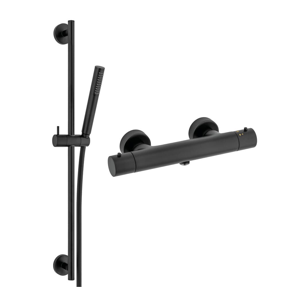 Van Marcke Nero II set mitigeur douche thermostatique avec barre de douche 70 cm noir mat
