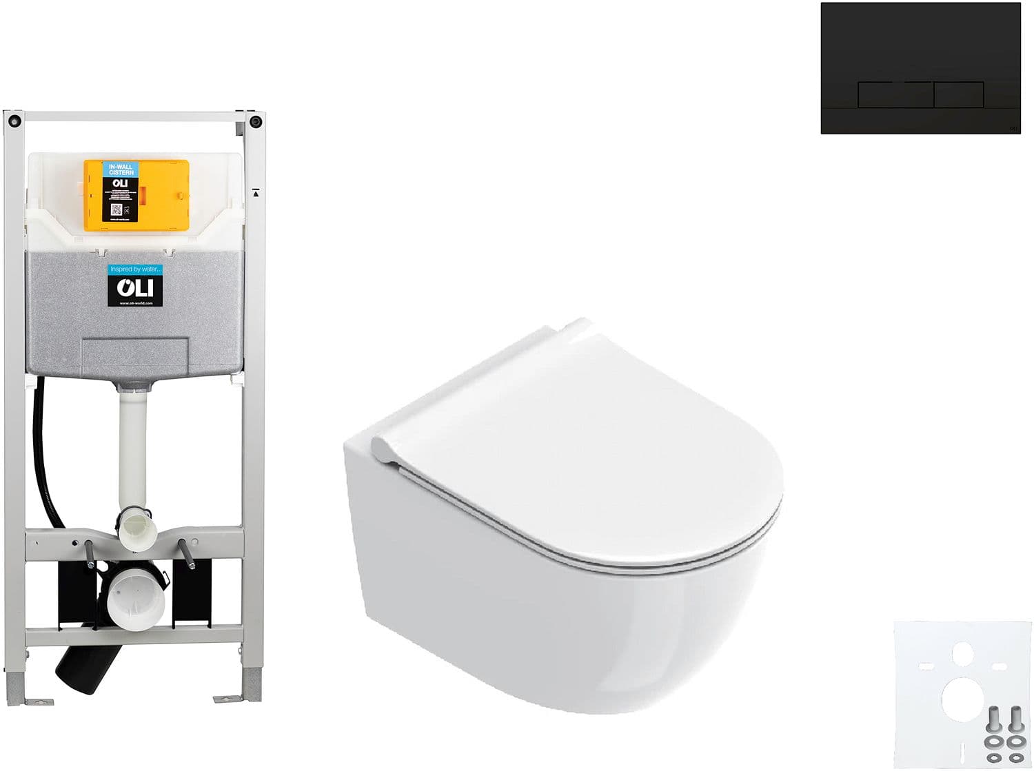 WALLFIX OLI WC SUSPENDU SFERA 50 CATALANO SLIM SEAT GLAM MAT NOIR