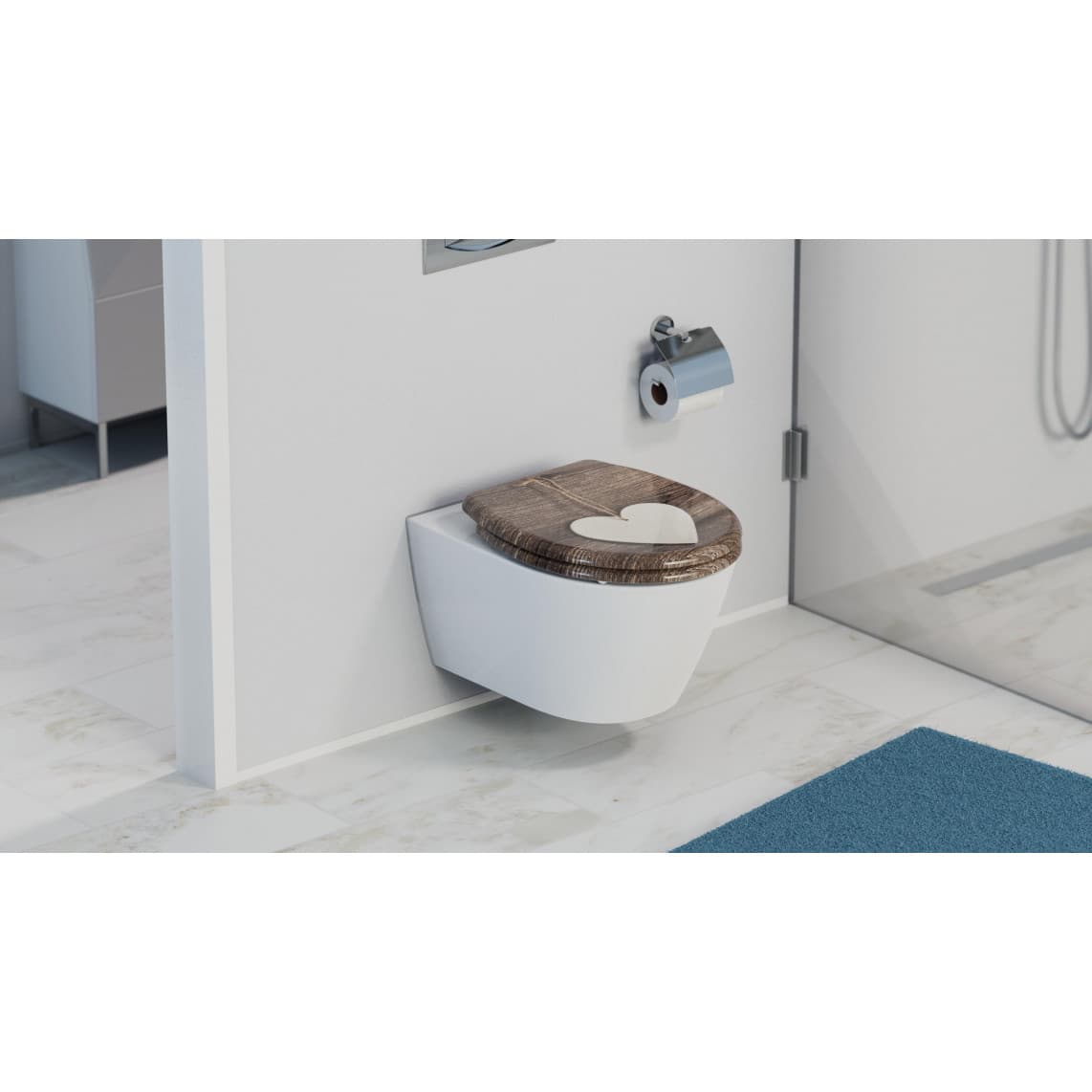 82377 Duroplast Toilet seat WOOD HEART, with soft close and quick release