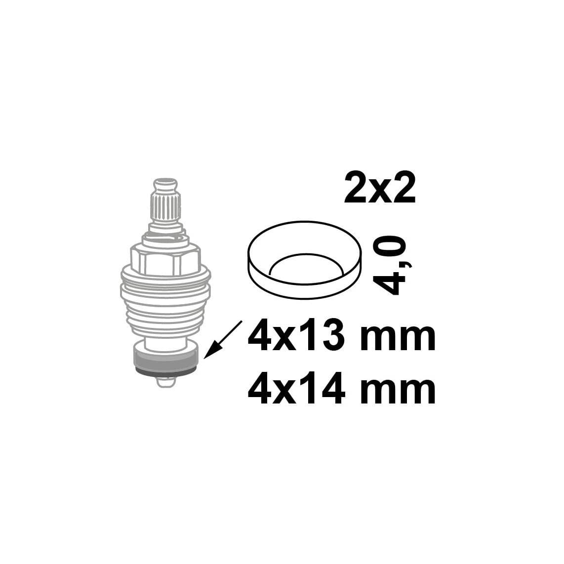 98696280 Valve plate gasket set, rubber, 4 x 13 x 4/4 x 14 x 4 mm, for upper part (2x2)
