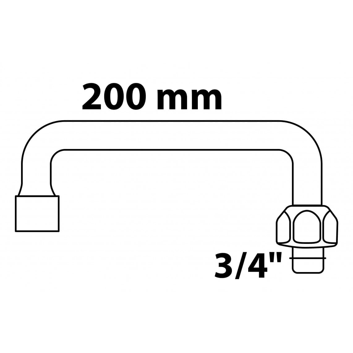 98953318 U-sortie de tuyau, chromé, 3/4" x 200 mm