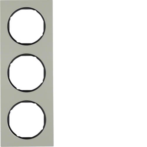 Plaque de recouvrement 3 postes Berker R.3 Inox / Noir