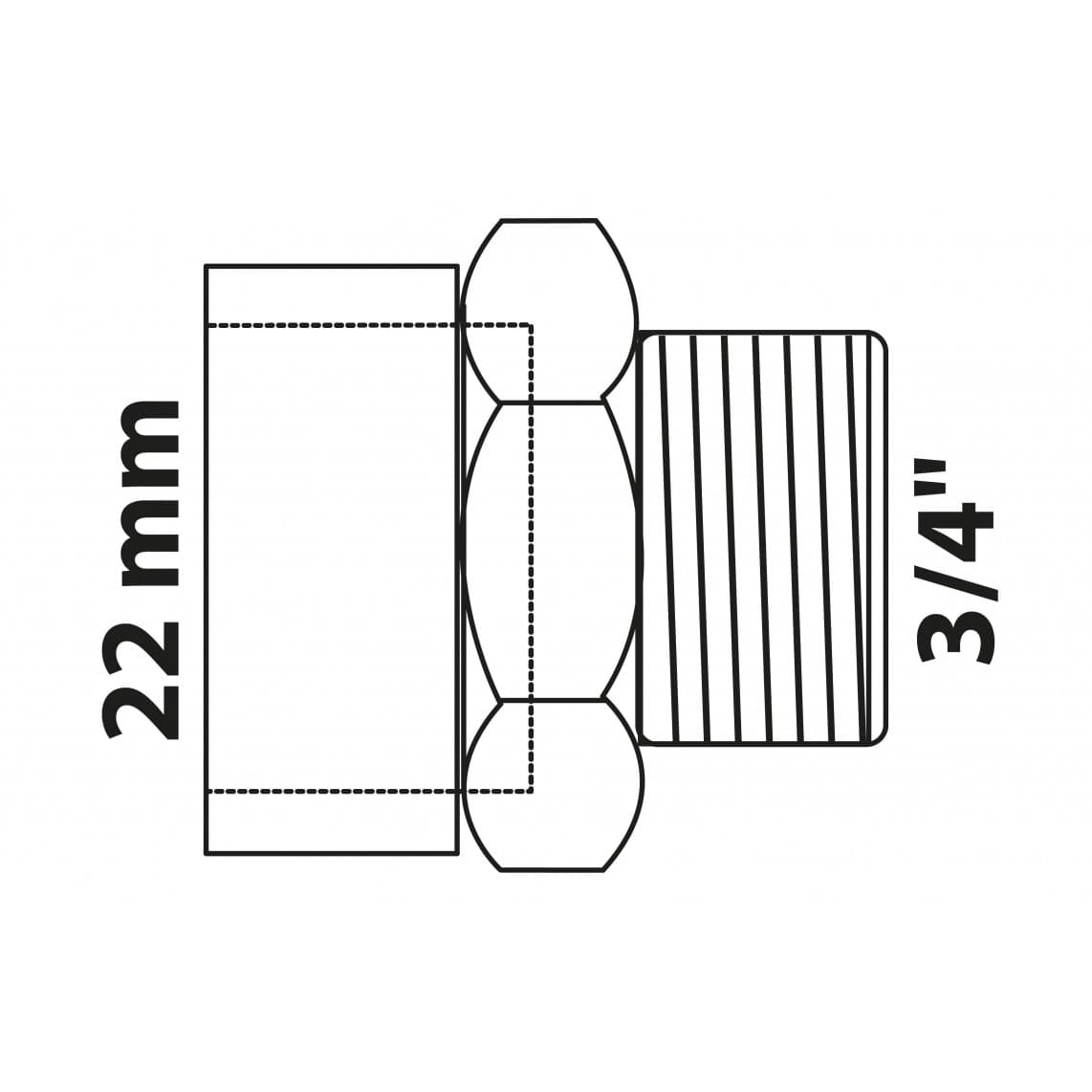 989084017 BR Mamelon de transition, vierge, 22 mm x 3/4" M, 1 manchon (4243g)