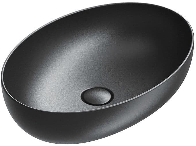 VASQUE A POSER SFERA CATALANO CATAGLAZE+ 60X42 H16 SANS TROP-PLEIN NOIR MAT