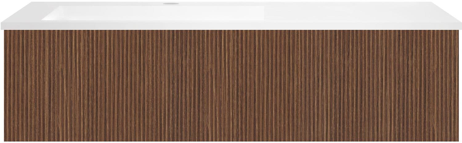 SOUS MEUBLE COFFEE 1 TIROIR 120 NOYER DECOR SMARTLINE+LAVABO EN MARBRE SYNTHETIQUE GAUCHE BLANC MAT