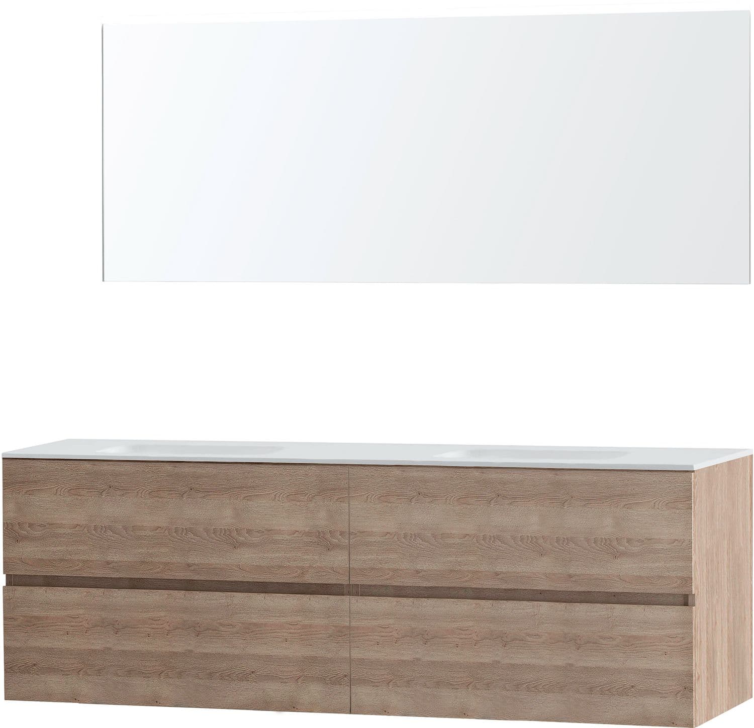 MEUBLE MOLTO CHENE NATUREL 180 2 LAVABO SOLID MIROIR
