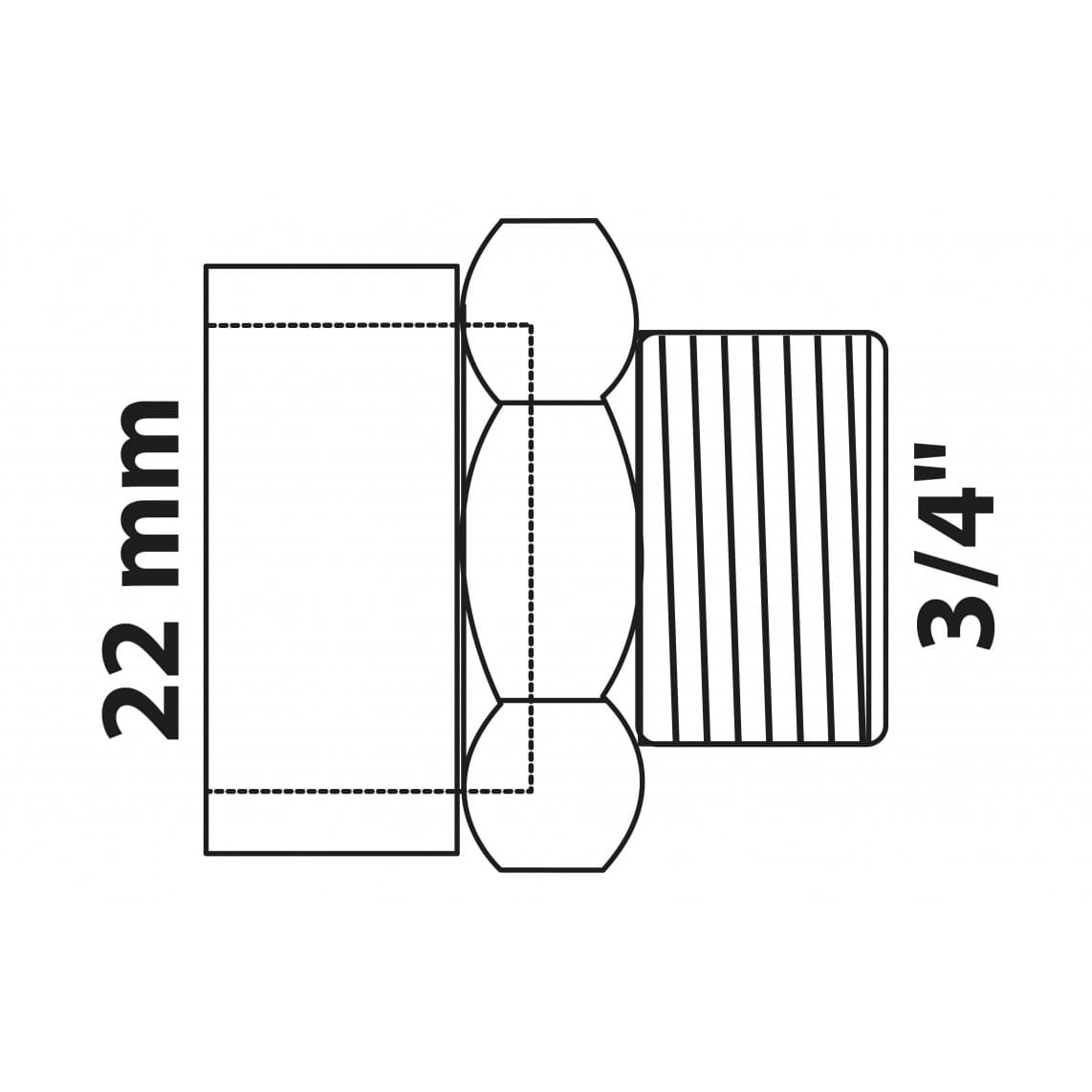989084060 BR Mamelon de transition, vierge, 22 mm x 3/4" M, 1 manchon (4243g) (10x)