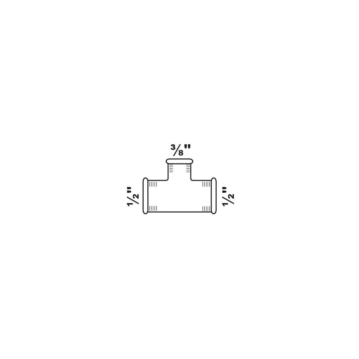 989735155 FM Té de réduction, galvanisé, 1/2" F x 3/8" F x 1/2" F, (130)