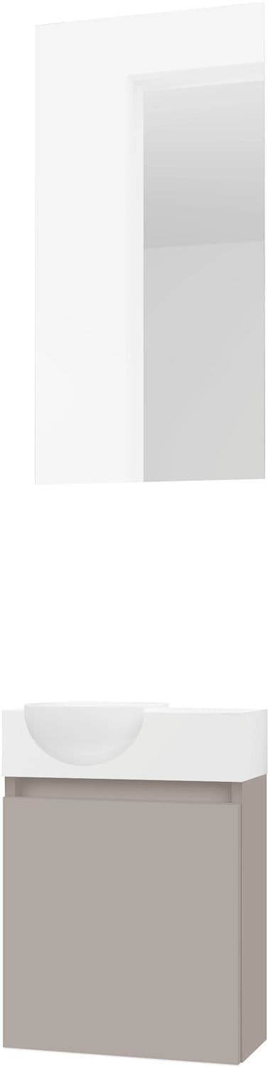 LAVE-MAINS FORM MINI QUO GAUCHE/ 1 PORT/MIROIR POUDRE GRIS