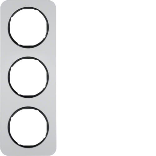 Plaque de recouvrement 3 postes Berker R.1 Alu / Noir