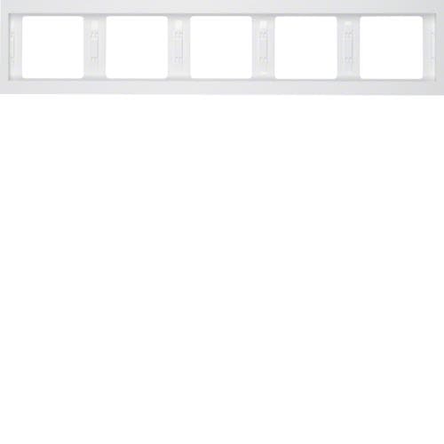 Plaque de recouvrement 5 postes pour montage horizontal Berker K.1 Blanc polaire, brillant