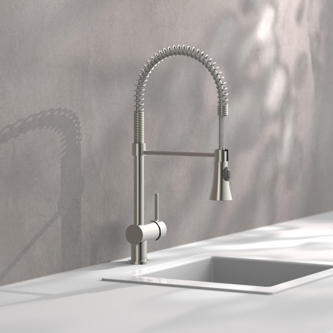 79195 CORNWALL Sink mixer low pressure, stainless steel look, with spiral spring