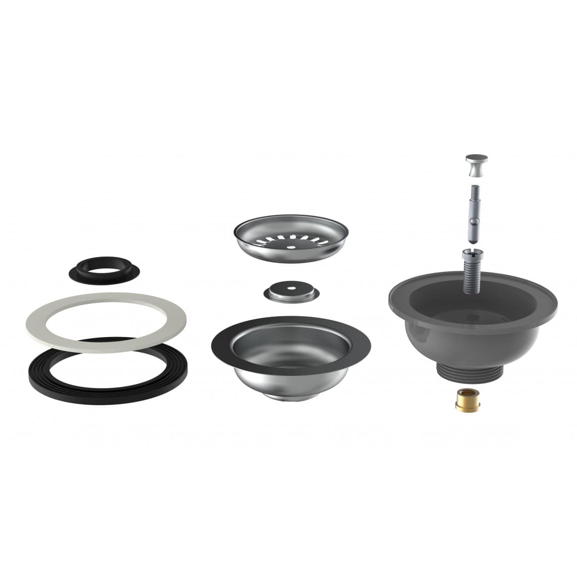 98835249 ECO-SAVE KS bonde à panier, Gris, 1 1/2" M, acier inoxydable-calice d'évacuation et tamis Ø114 mm