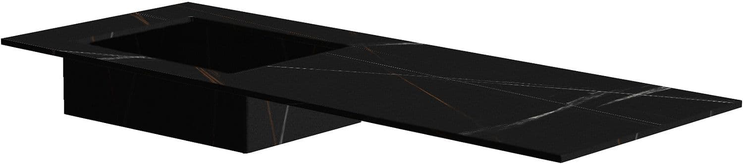 TABLET MARBRE CERAMIQUE PURO LAVABO S GAUCHE L140 H1,2 SANS TROU ROBINET BAMBOO BLACK