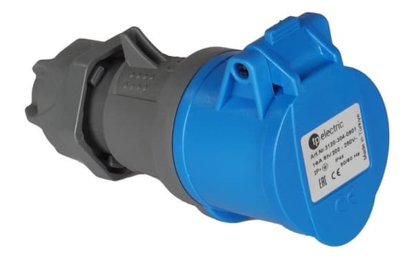Fiche CEE femelle 3 x 16A 220 - 240Vac Bleu IP44 avec raccords rapides