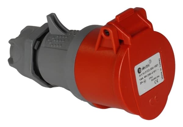 Fiche CEE femelle 4 x 16A 380 - 415Vac Rouge IP44 avec raccords à visser