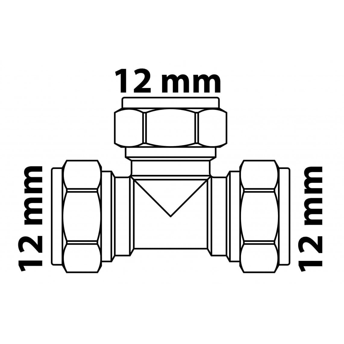 989453117 LT pièce en T, vierge, 12 mm, raccord à serrer pour tube en cuivre