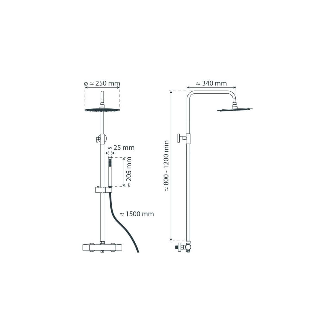 60044 AQUADUCT Set douche de pluie avec Mitigeur thermostatique, chromé