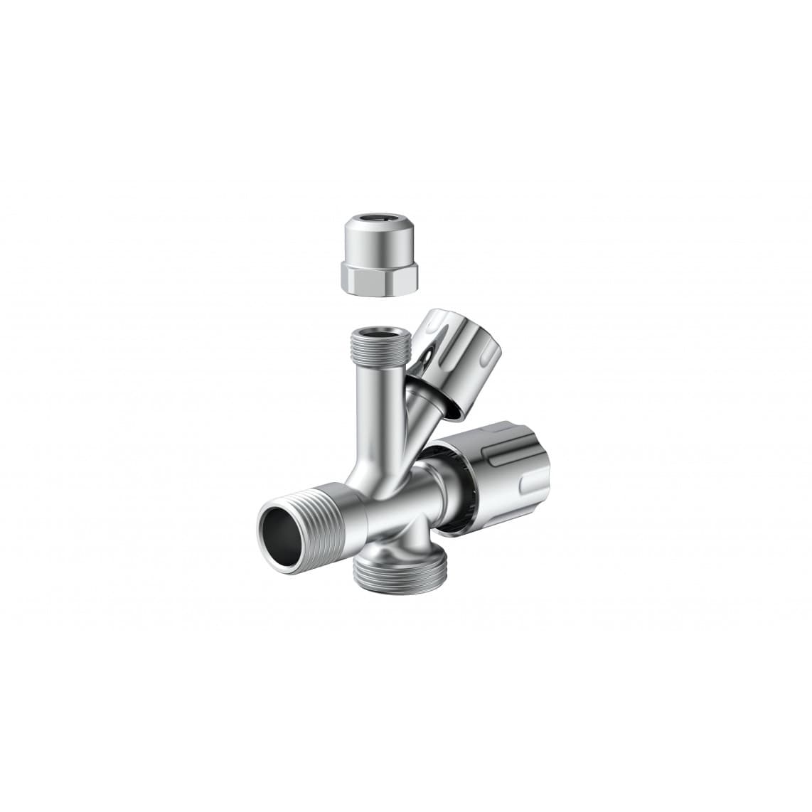 98480090 Vanne d'angle pour appareil, 1/2" M x 3/4" M x 3/8" M x 10 mmQ