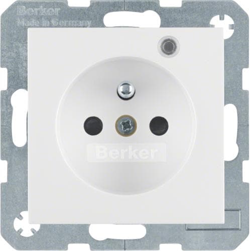 Prise de courant avec Led de contrôle Berker S.1 / B.3 / B.7 Blanc polaire, brillant