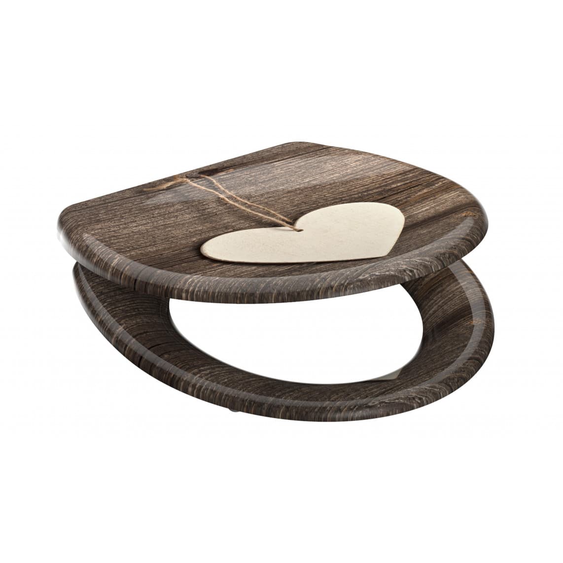 82377 Duroplast Toilet seat WOOD HEART, with soft close and quick release