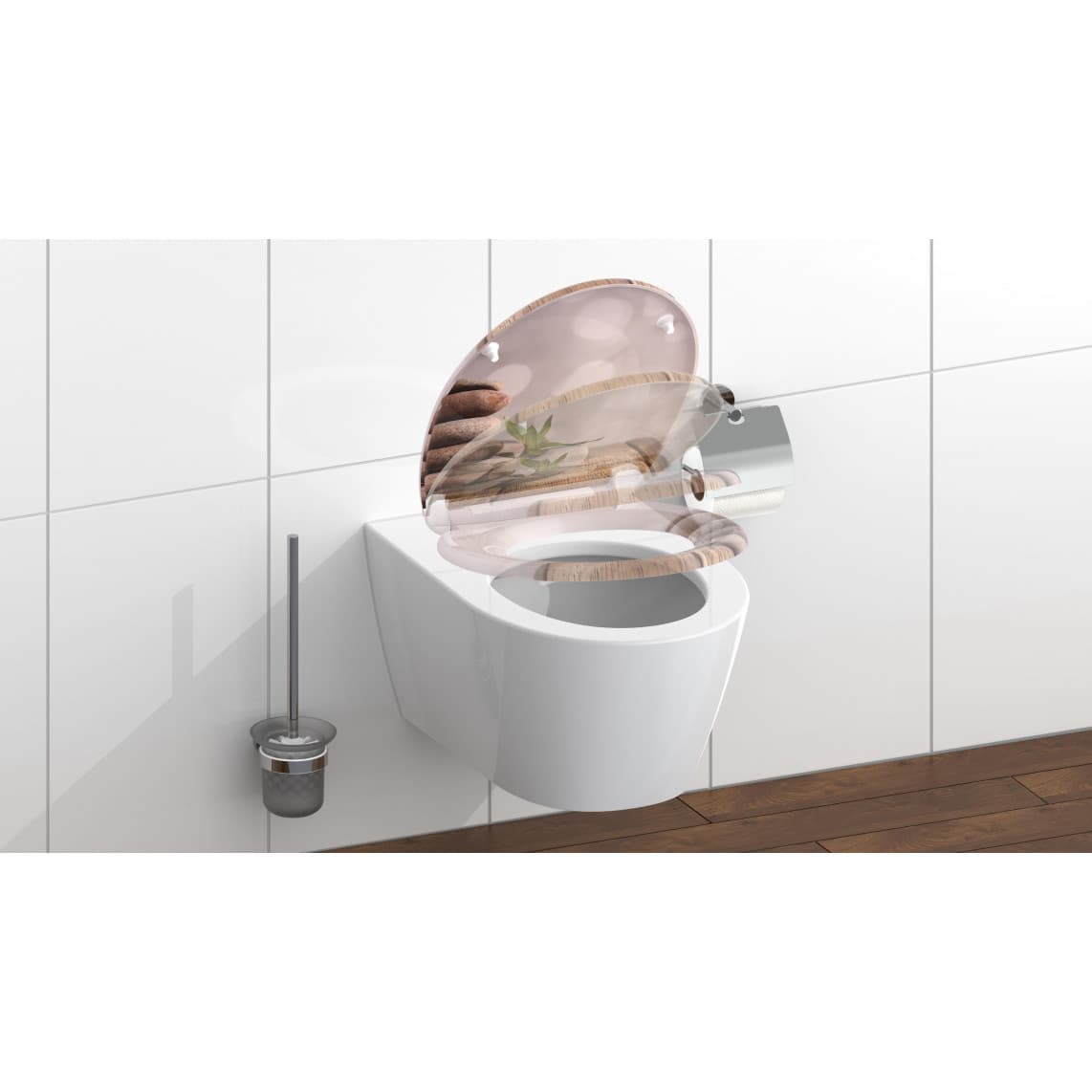82380 abattant WC en Duroplast STONE PYRAMID, avec frein de chute et déclipsable