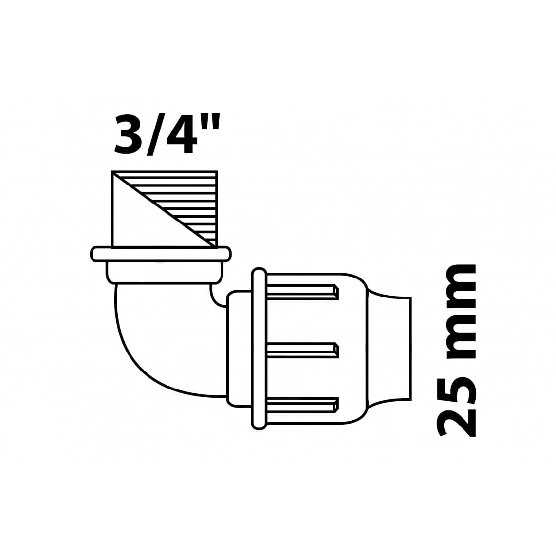984846217 PP coude 90°, 25 mm x 3/4" F, raccord à serrer pour PEHD/socarex