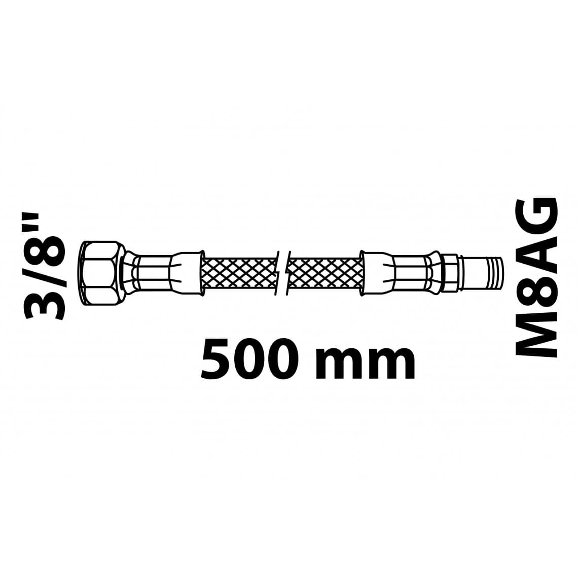 986266048 Tuyau de raccordement flexible 500 mm, noir mat, 3/8" F x M8AG