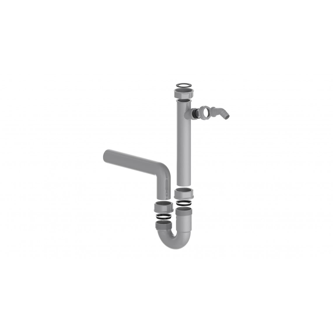 98831349 ECO-SAVE KS évier-siphon tubulaire,Gris, 1 1/2" F x 40 mm, avec 3/4" Raccordement de l'appareil
