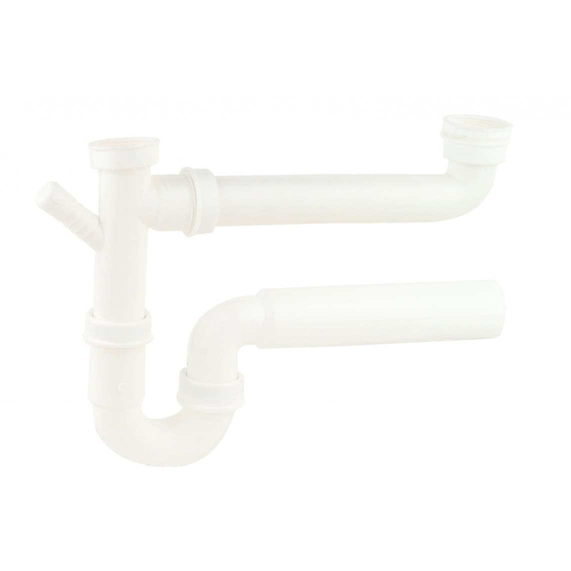 98833448 KS siphon tubulaire pour évier double, blanc, 1 1/2" F x 50 mm, avec 3/4" Raccordement de l'appareil