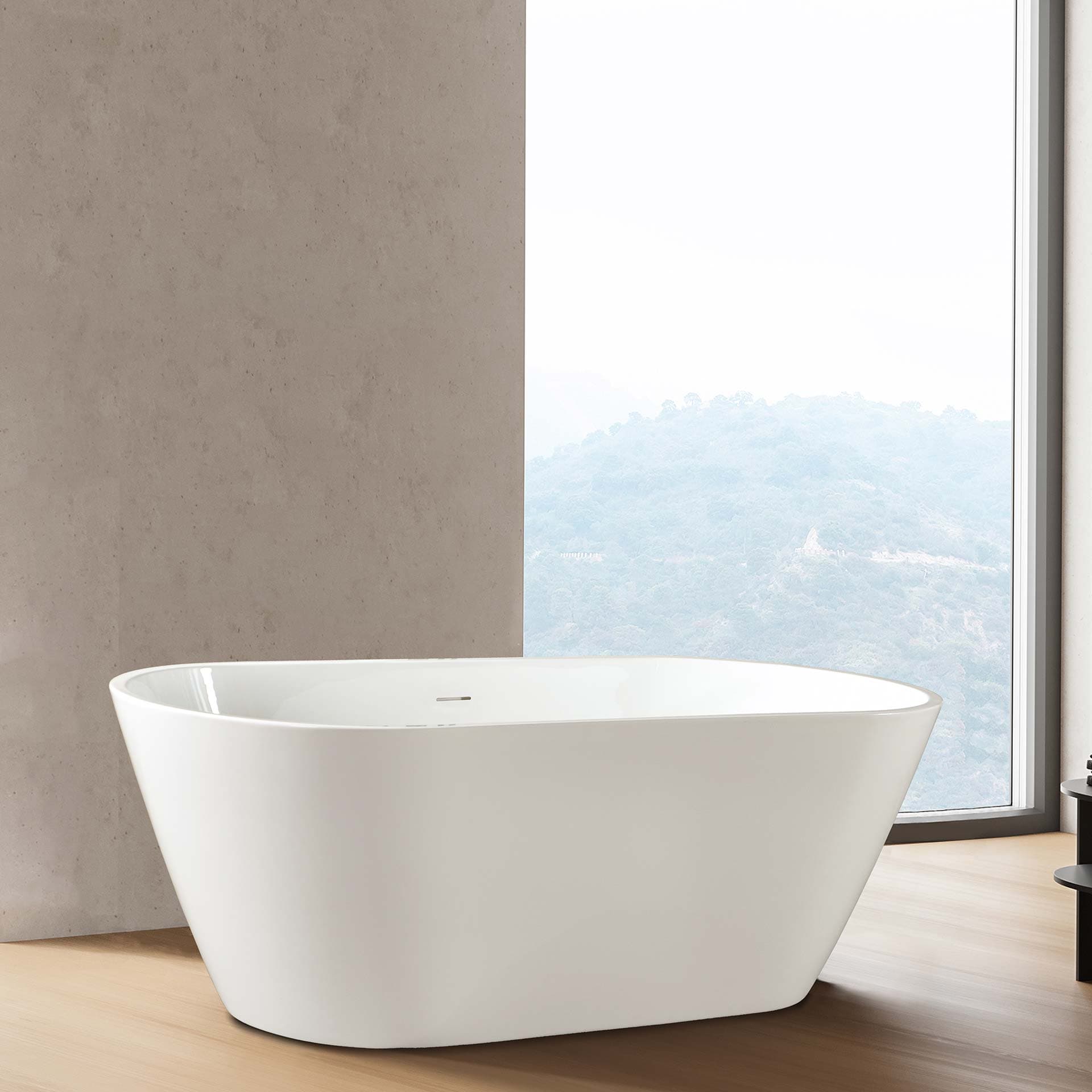 ALONI RONDO Freestanding Bathtub - With Waste Set And Click-Clack Waste - Acrylic - 180x80x58 cm - Glossy White